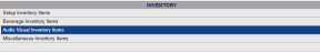 Inventory section of the Sales and Catering Configuration menu with Audio Visual Inventory Items command selected